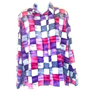 Vintage Alfred Dunner Women's Plus Size 16 Button Up Plaid Blouse top Summer